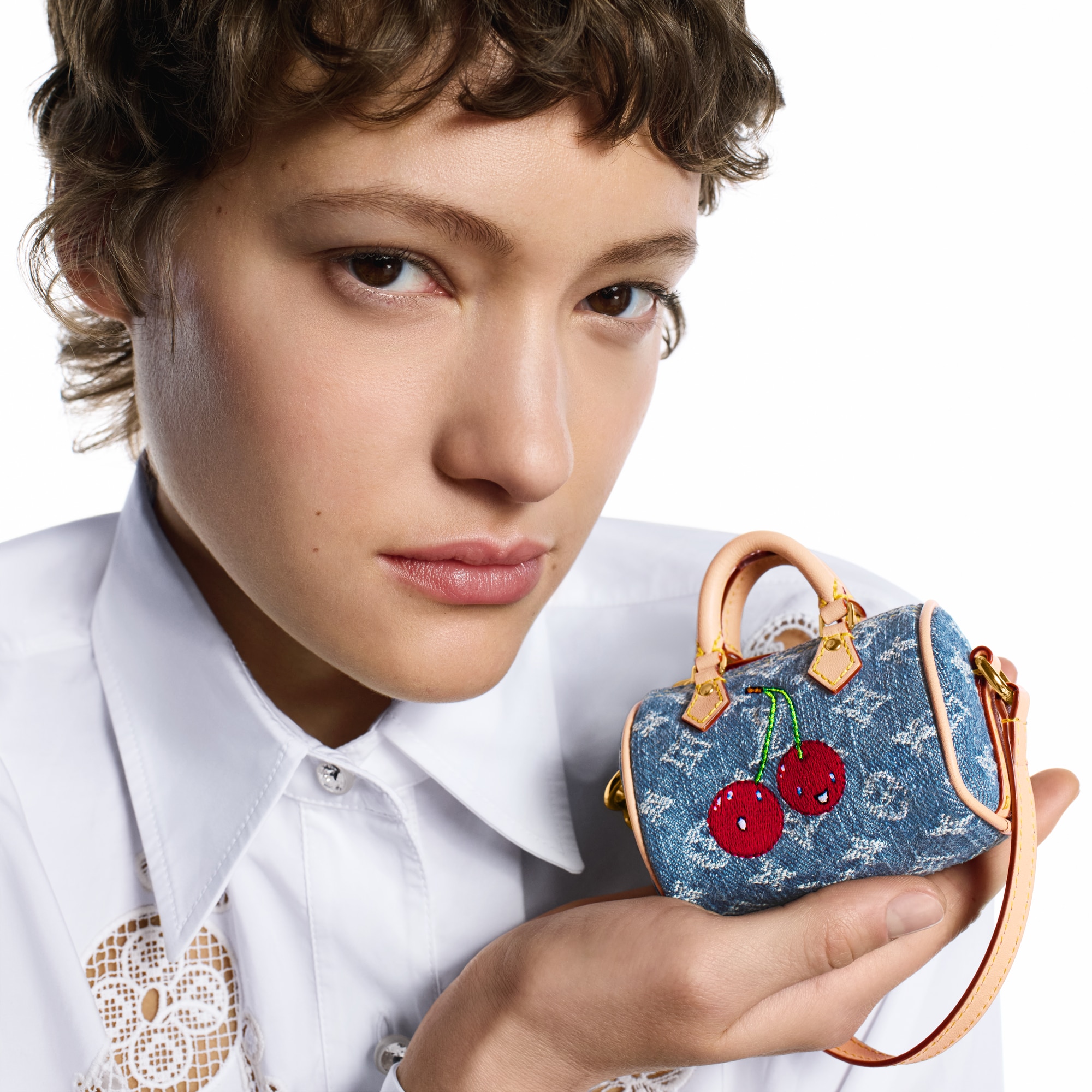 LV x TM Charm de Bolsa Micro Speedy Denim Cerise S00 - Acessórios